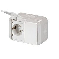 Розетка 2-м ОП Jussi 16А IP44 250В с заземл. Double Schuko бел. ABB 2TKA000996G1