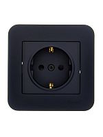 Розетка 1-м СП ASTI 16А IP20 с заземл. защ. шторки термопласт в сборе черн. бархат. LEZARD 7081-4242-124B