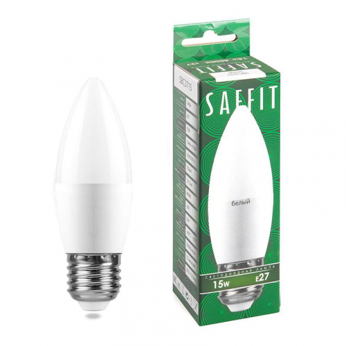 Лампа светодиодная SBC3715 15Вт C37 свеча 4000К E27 230В SAFFIT 55206