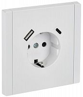 Розетка FORTE&PIANO FP247 16А USB A+C 18Вт с заземл. защ. штроки винт. крепл. бел. IEK FP-R14-16-U22-018-K01