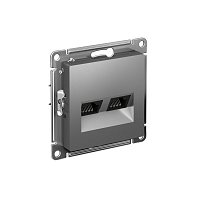Розетка компьютерная 2-м AtlasDesign RJ45+RJ45 кат.6A механизм сталь SE ATN000988