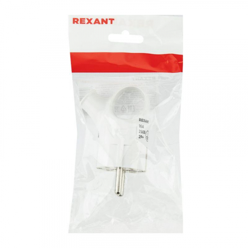 Вилка Евро угловая 16А с заземл. с кольцом бел. Rexant 11-8951 фото 5