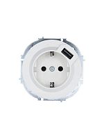 Розетка 1-м СП OSEN с заземл. + USB разъем бел. LEZARD 743-0288-181