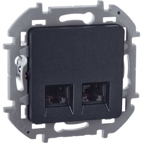 Розетка компьютерная 2-м Inspiria RJ45 кат.6 UTP механизм антрацит IEK 673843
