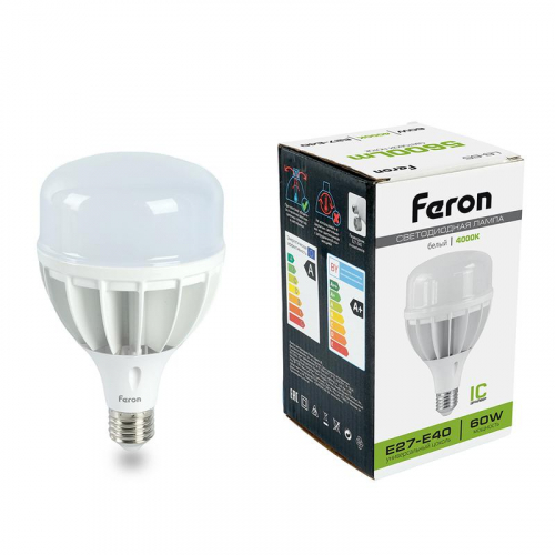 Лампа светодиодная LB-65 60Вт T120 4000К E27-E40 230В FERON 25821