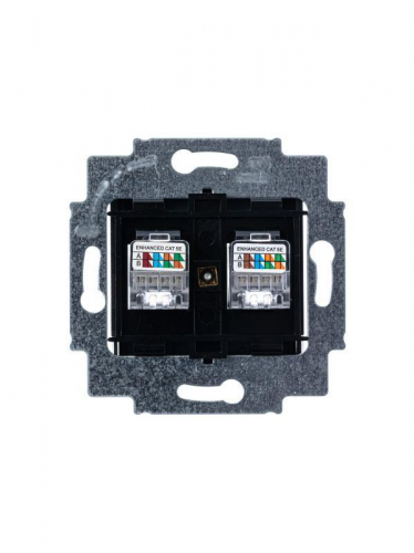 Розетка информационная Levit двойная 2хRJ45 кат. 5e антрацит ABB 2CHH295118A6063 фото 3
