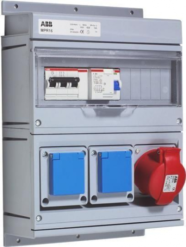 Бокс MPR16 с розетками в сборе IP44 пластик ABB 2CMA168997R1000