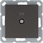 Розетка телевизионная проходная TV Ф9.5мм механизм мокко Jasmart G6002Z