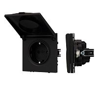 Розетка 1-м СП SCT-NOBE-MCP-SFPL-BK 16А IP44 230В влагозащ. механизм Arlight 054281