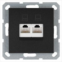 Розетка компьютерная 2-м RJ45 IP20 кат. 5E механизм антрацит Jasmart G6106B