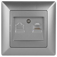 Розетка компьютерная 1-м СП Solo 4-303-03 RJ45 алюм. Intro Б0043384
