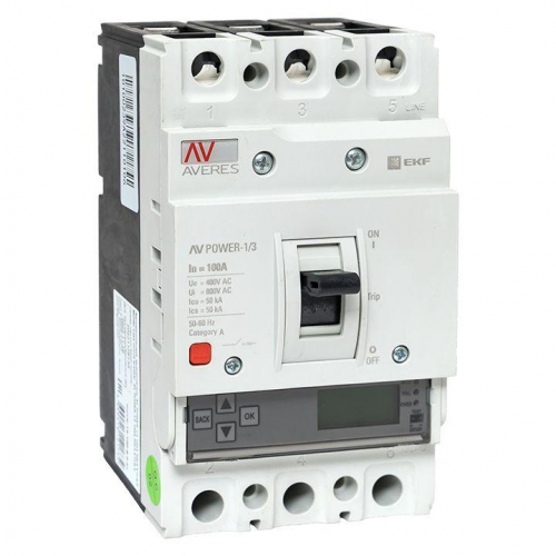 Выключатель автоматический 3п 100А 50кА AV POWER-1/3 ETU6.0 AVERES EKF mccb-13-100-6.0-av фото 9