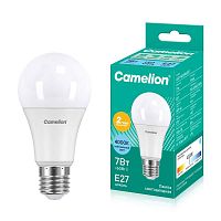 Лампа светодиодная LED7-A60/845/E27 7Вт грушевидная матовая 4500К бел. E27 590лм 220В Camelion 11254