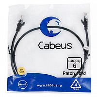 Патч-корд U/UTP кат.6 PC-UTP-RJ45-Cat.6-1m-BK 2xRJ45/8p8c неэкранир. PVC 1м черн. Cabeus 8663c