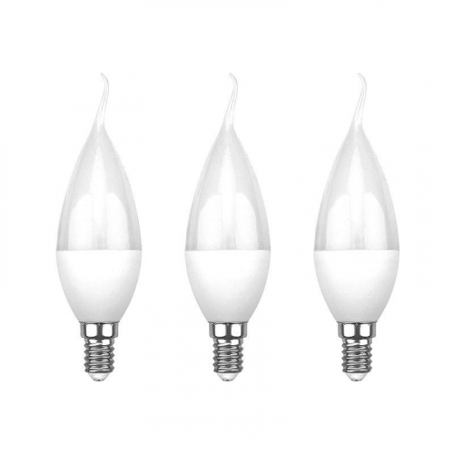 Лампа светодиодная 7.5Вт CW свеча на ветру 4000К E14 713лм (уп.3шт) Rexant 604-046-3