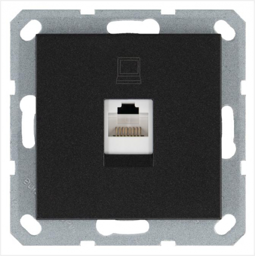 Розетка компьютерная 1-м RJ45 IP20 кат. 5E механизм антрацит Jasmart G6105B