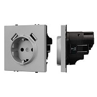 Механизм розетки с USB зарядкой SCT-NOBE-MUAA-SFPL-IS (230В 16А) никель Arlight 059443