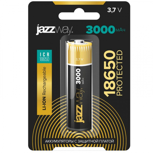 Аккумулятор 18650 3.7В Li-Ion 3000мА.ч с защитой JazzWay 5012073 фото 2