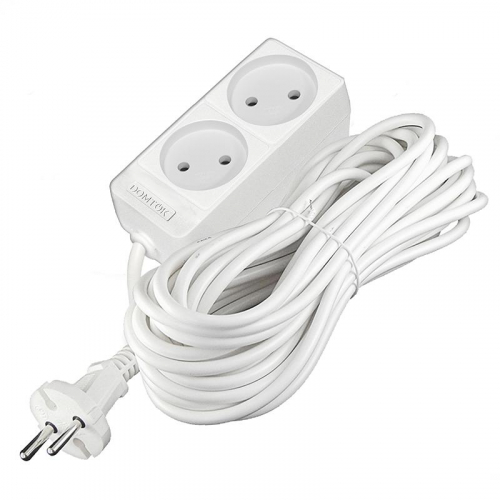 Удлинитель 2х10м без заземл. 10А IP20 2.2кВт ПВС 2х1 бел. DOMTOK 2345 фото 3
