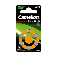 Элемент питания ZA13 Mercury Free A13-BP6 (0%Hg) 1.4В 280мА.ч для слуховых аппаратов BL-6 (блист.6шт) Camelion 12824