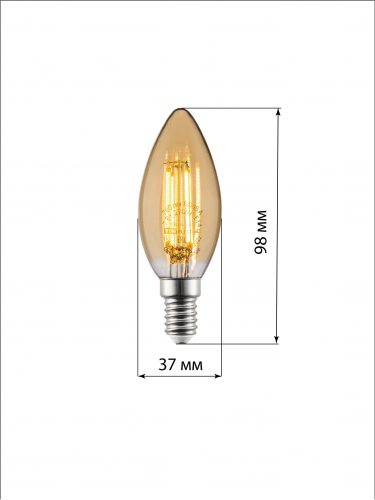 Лампа светодиодная «Винтаж» золотистая FС37, 7 Вт, 230 В, 2700 К, E14 (свеча) TDM фото 5