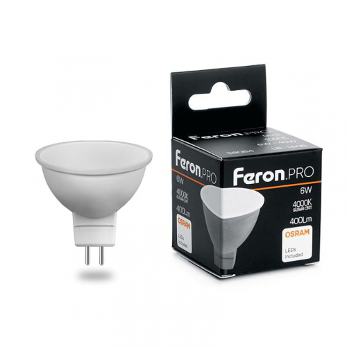 Лампа светодиодная LB-1606 6Вт MR16 4000К G5.3 230В FERON 38084