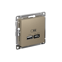 Розетка USB AtlasDesign тип A+C 45Вт QC PD высокоскор. ЗУ механизм шампань SE ATN000529