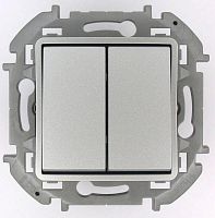 Переключатель модульный 2-кл. Inspiria 250В 10AX с подсветкой 1алюм. IEK 673667