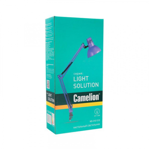 Светильник настольный KD-312 С12 230В 60Вт E27 струбцина фиолет. Camelion 12341 фото 6