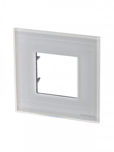 Рамка 1-м 2мод. Zenit стекло бел. ABB 2CLA227100N3001