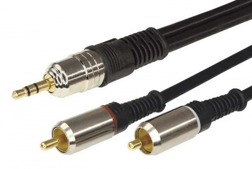 Шнур 3.5 Stereo Plug - 2RCA Plug 5м (GOLD) металл Rexant 17-4225