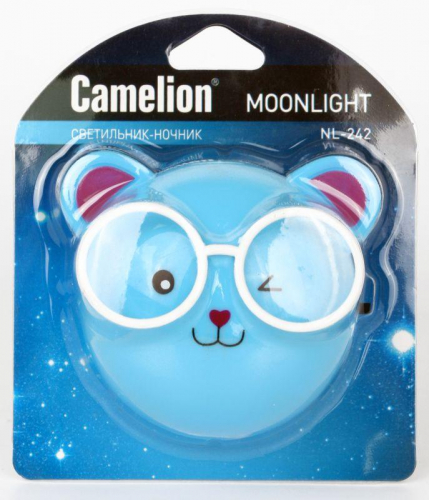 Светильник светодиодный NL-242 "Медведи очкарики" 220В ночник с выкл. син. Camelion 13817 фото 2