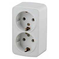 Розетка 2-м ОП Polo 3-204-01 16А IP20 250В 2х2P+E Schuko бел. Intro Б0036100
