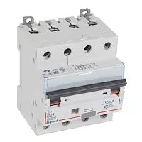 Выключатель автоматический дифференциального тока 4п B 25А 30мА тип A 10кА DX3 Leg 411226