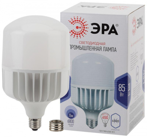 Лампа светодиодная высокомощная STD LED POWER T140-85W-6500-E27/E40 85Вт T140 колокол 6500К холод. бел. E27/E40 (переходник в компл.) 6800лм Эра Б0032088