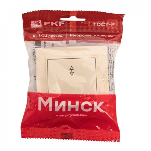 Переключатель проходной 1-кл. СП Минск 10А IP20 беж. EKF ERV10-025-20 фото 2