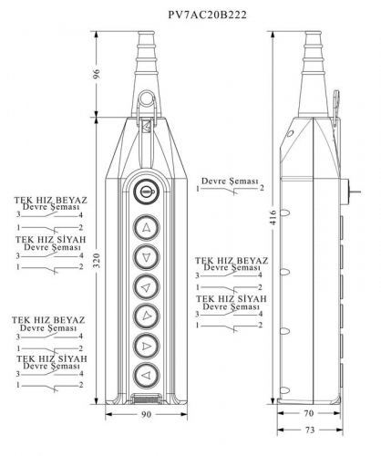 Пульт управления 7-ми кнопочный с ключом EMAS PV7AC20B222 фото 2