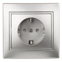 Розетка 1-м СП Plano 1-202-03 16А IP20 250В 2P+E Schuko алюм. Intro Б0053878