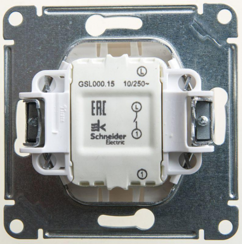 Кнопка нажимная 1-кл. СП Glossa 10А IP20 (сх. 1) 10AX механизм перламутр SE GSL000615 фото 2