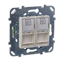 Механизм розетки комп. 2-м СП Unica RJ45 беж. SchE MGU5.2020.25ZD