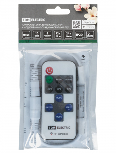 Контроллер для светодиодных лент и модулей MONO-RF-12В-6A-72Вт-IP20, 1 канал, пульт 11 кнопок, TDM фото 7