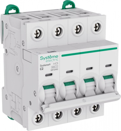 Выключатель автоматический 4п C 2А 6кА Systeme9 400В SE S9F22402