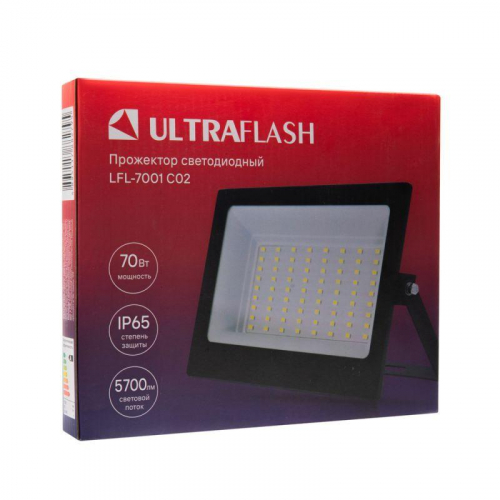 Прожектор светодиодный SMD LFL-7001 C02 70Вт 230В 6500К черн. Ultraflash 13328 фото 4