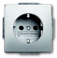 Розетка 1-м СП Pure 16А IP20 250В Schuko сталь ABB 2CKA002011A6212