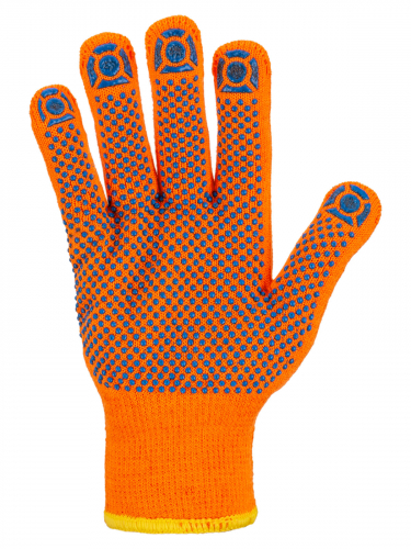 Перчатки плотной вязки акрил с ПВХ, "Точка", оранжевые, 8, 10 кл., 72-75 г, 1 пара, TDM фото 2