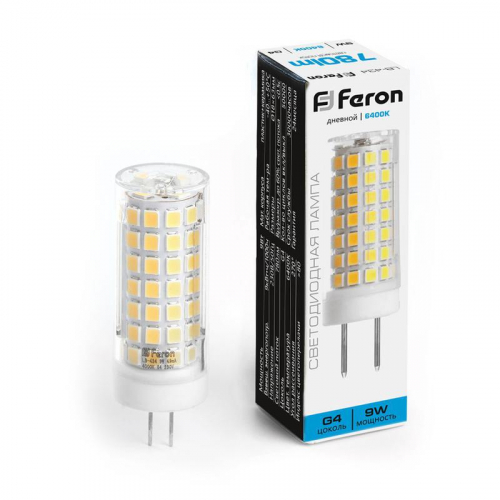 Лампа светодиодная LB-434 9Вт JCD 6400К G4 230В FERON 38145