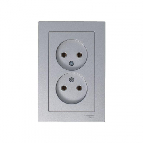 Розетка 2-м СП AtlasDesign 16А IP20 без заземл. в сборе алюм. SE ATN000320 фото 2