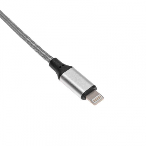 Кабель USB для iPhone 5/6/7 моделей шнур в тканевой оплетке черн. Rexant 18-4245 фото 4