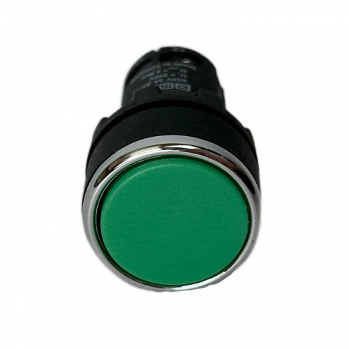 Кнопка нажимная моноблочная 22мм IP 40 1НО+1НО зел. EMAS MB101DY фото 2