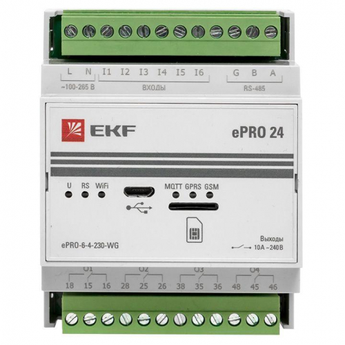 Контроллер базовый ePRO удаленного управления 6вх/4вых 230В WiFi GSM PROxima EKF ePRO-6-4-230-WG фото 5